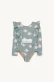 Tc Light Blue Seagull Lace-Trimmed Long-Sleeve Swimsuit (in Stock)