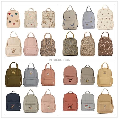 ks24欧美儿童纯棉刺绣防水书包