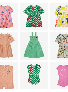 BC24春夏季装欧美儿童纯棉碎花公主连衣裙女宝宝纯棉条纹连体裤