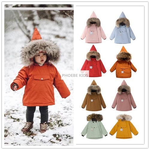 冬季纯色加绒宝宝保暖精灵帽棉服