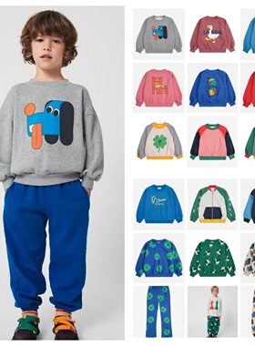 2025AW秋冬装欧美儿童纯棉BC卡通印花加绒卫衣男女宝宝长袖打底衫