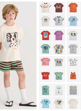 26春夏季欧美儿童BC新款纯棉卡通印花短袖T恤男女宝宝休闲打底衫