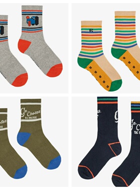 25AW秋冬新品欧美儿童纯棉精梳棉BC中筒袜男女宝宝ins风拼色袜子