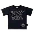Lmh Black English Coconut Tree Smiley Face Short Sleeve T-Shirt