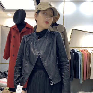 春秋小个子秋季 机车短款 黑色pu皮夹克 修身 小皮衣女外套2026年新款