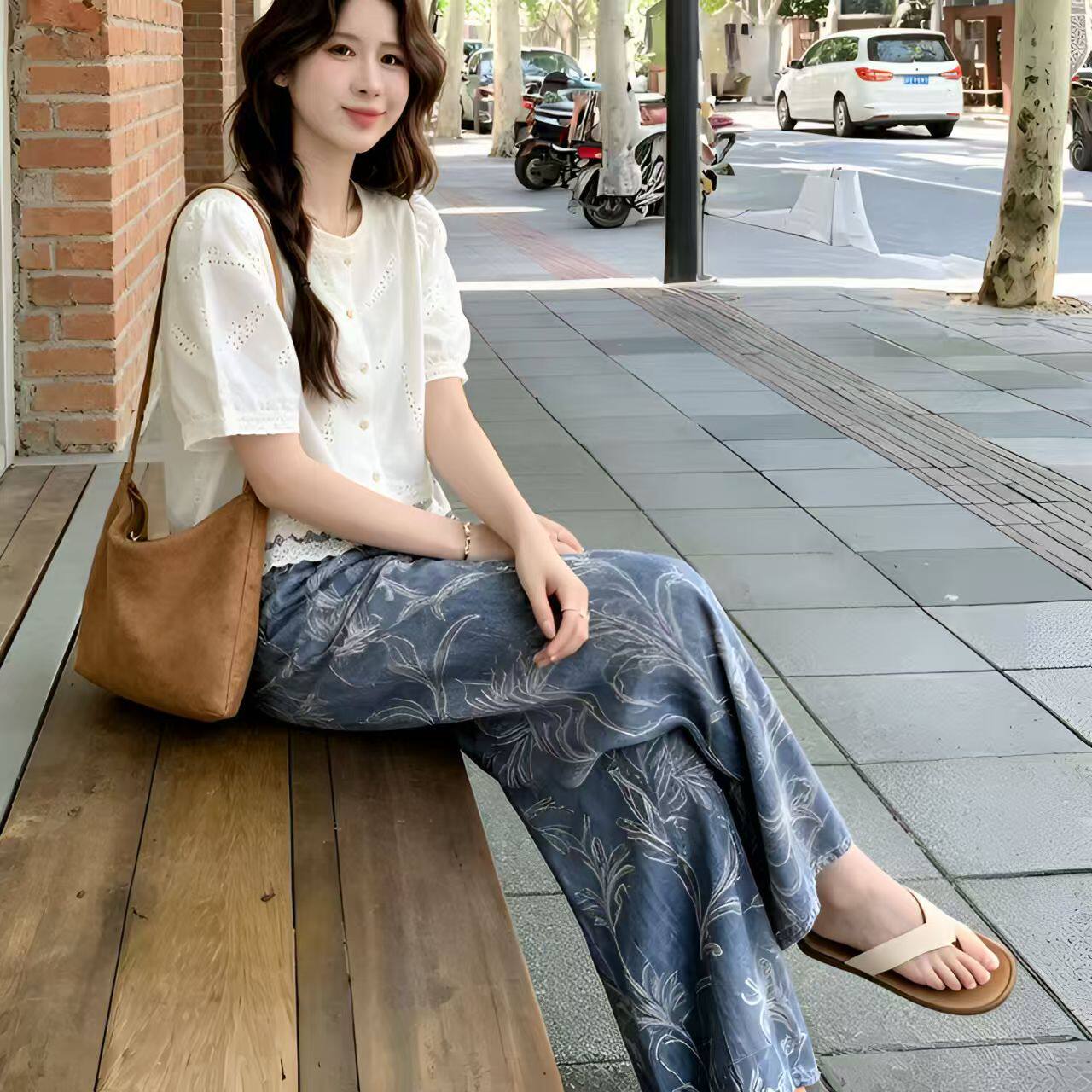2026新款棉绸裤子女显瘦长裤宽松睡裤家居九分裤夏季居家遛弯裤图片