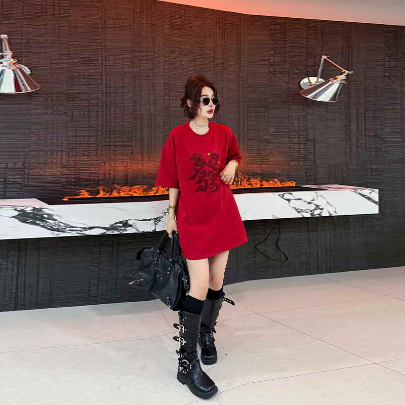 大码女装发字短袖T恤衫