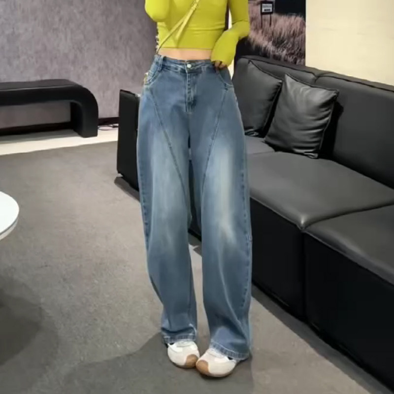 加肥斜压线牛仔长裤胖妹妹宽松遮胯欧货2026新款百搭减龄休闲裤子,女装/女士精品,大码裤装,淘宝优惠券,粉丝福利购,淘宝优惠卷