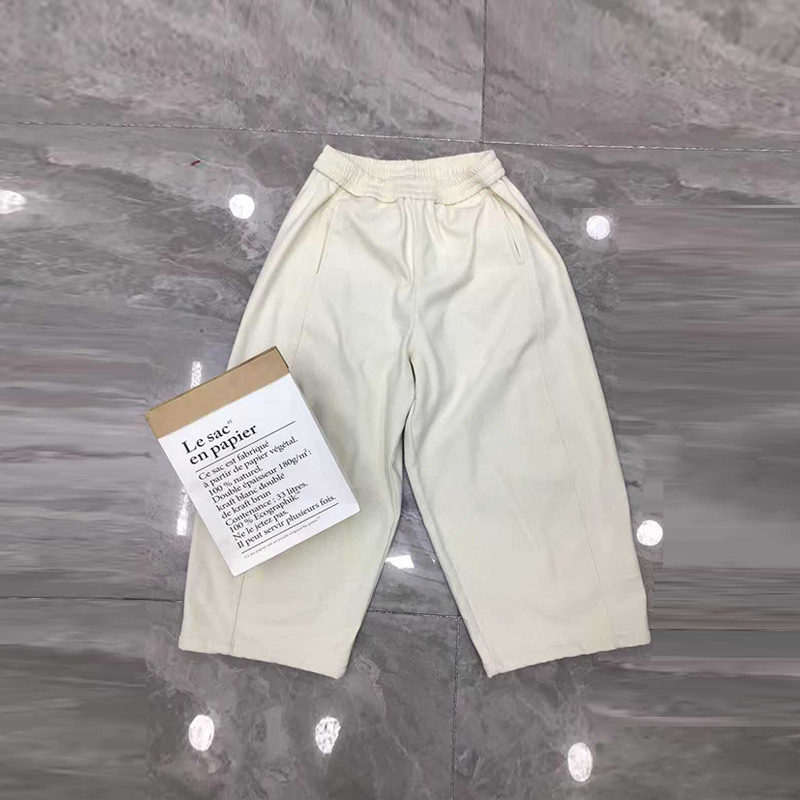 松紧腰净版阔腿加绒裤子