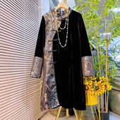 复古风洋气AB版 加肥立领盘扣中长款 时尚 改良旗袍裙胖MM显瘦连衣裙