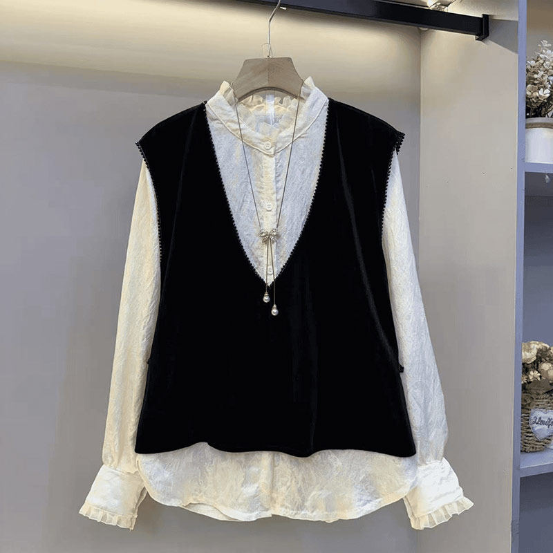 加大码女装V领净版马甲立领长袖上衣胖妹妹秋季款显瘦休闲两件套,女装/女士精品,大码套装,淘宝优惠券,粉丝福利购,淘宝优惠卷