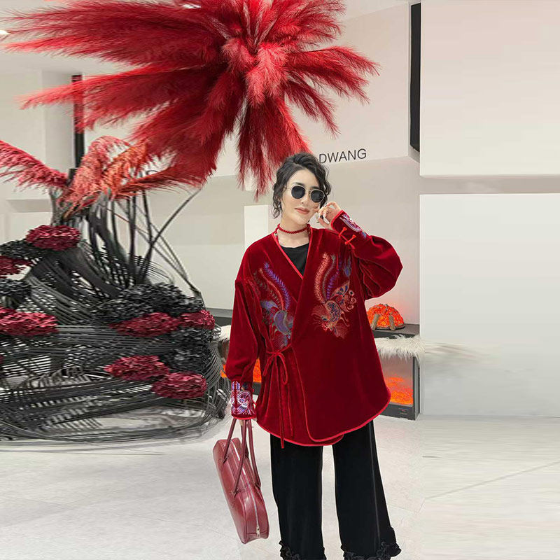 大码女装V领侧系带长袖外套胖妹妹气质秋冬款时尚复古风洋气上衣,女装/女士精品,常规大码外套,淘宝优惠券,粉丝福利购,淘宝优惠卷