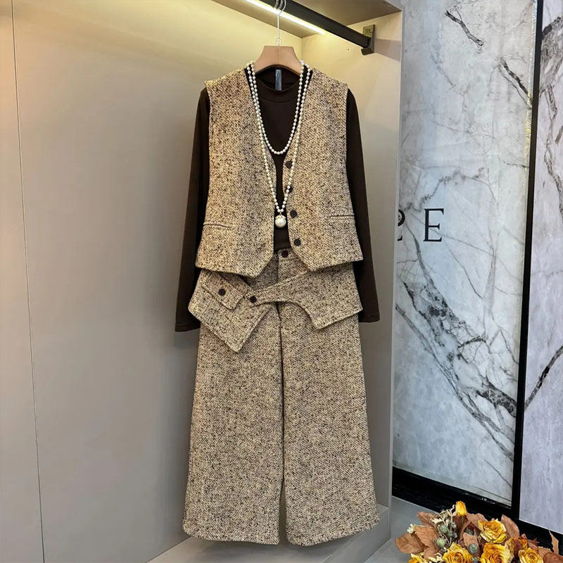 加肥后背蝴蝶结V领马甲高领长袖打底衫阔腿长裤气质轻熟风三件套,女装/女士精品,大码套装,淘宝优惠券,粉丝福利购,淘宝优惠卷