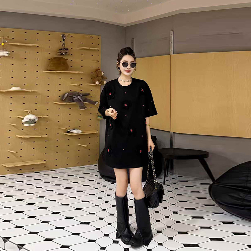 胖妹妹圆领短袖T恤衫宽松遮肚子大码女装欧洲站减龄百搭休闲上衣,女装/女士精品,大码内搭,淘宝优惠券,粉丝福利购,淘宝优惠卷