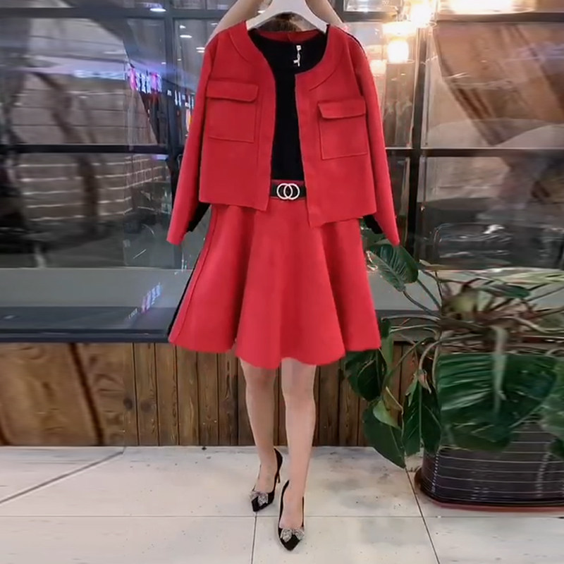 大码女装秋季两件套装2023新开衫外套减龄显瘦洋气遮肉半身裙套装,女装/女士精品,大码连衣裙,淘宝优惠券,粉丝福利购,淘宝优惠卷