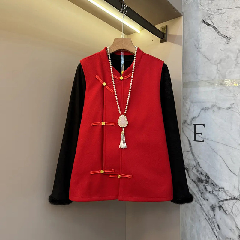 胖妹妹显瘦立领盘扣马甲长袖打底衫加肥大码女装时尚复古风两件套,女装/女士精品,大码套装,淘宝优惠券,粉丝福利购,淘宝优惠卷