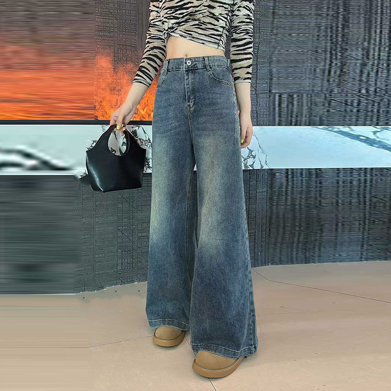 大码女装后腰松紧牛仔长裤胖妹妹宽松遮胯百搭欧洲站减龄休闲裤子,女装/女士精品,大码裤装,淘宝优惠券,粉丝福利购,淘宝优惠卷