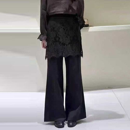 拼蕾丝短裙假两件长裤