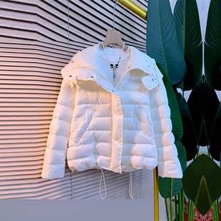 短款 款 棉服宽松遮肚子大码 显瘦简约冬季 外套 女装 胖MM加肥连帽长袖