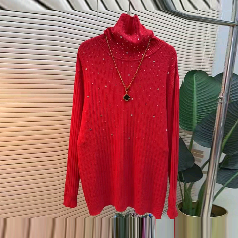 大码女装高领长袖亮钻小衫2026冬季新款洋气百搭宽松打底针织上衣,女装/女士精品,大码内搭,淘宝优惠券,粉丝福利购,淘宝优惠卷