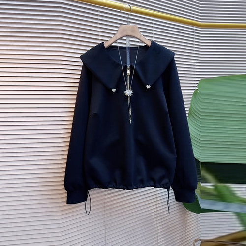 大码女装翻领拉链长袖上衣