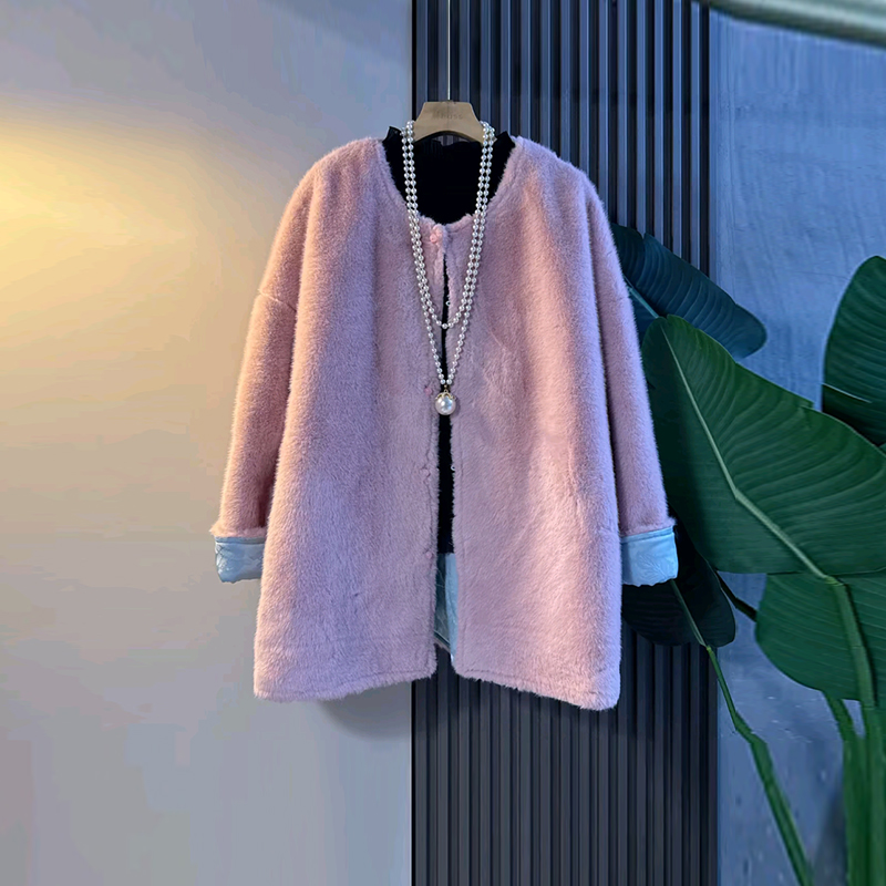 圆领长袖开衫净版两面穿外套