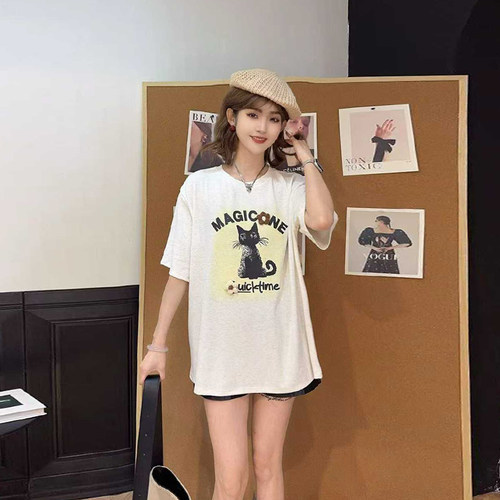 卡通图案字母短袖上衣