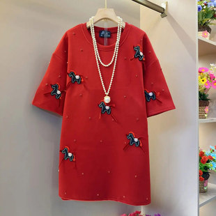 加肥女卡通图案短袖上衣宽松遮肚子胖妹妹韩版减龄百搭休闲T恤衫