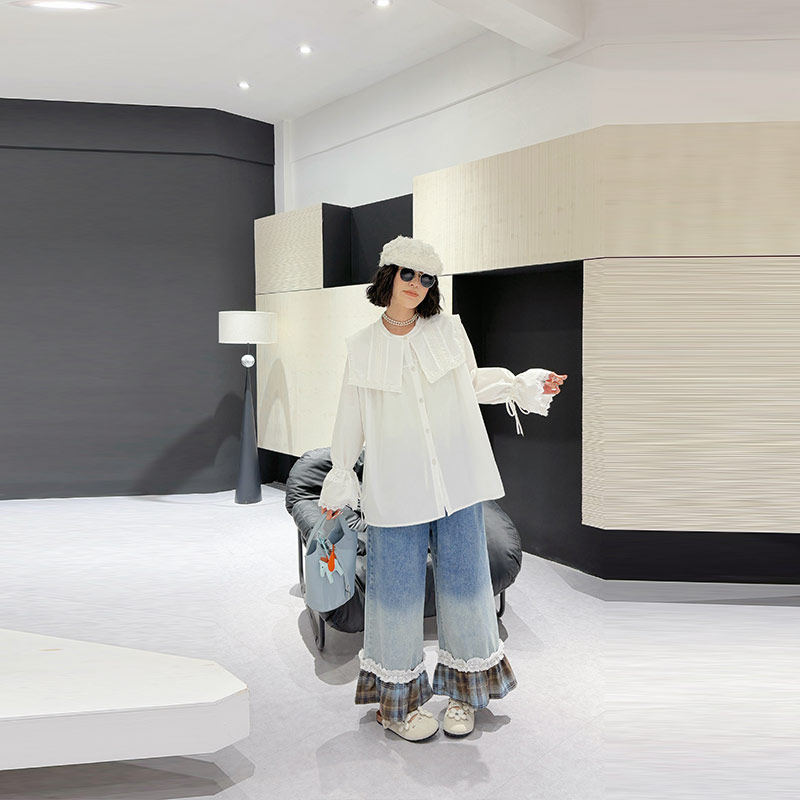 加大码女装披肩领微喇袖口衬衫胖妹妹气质时尚淑女风宽松百搭上衣,女装/女士精品,大码内搭,淘宝优惠券,粉丝福利购,淘宝优惠卷