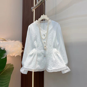 百搭减龄小衫 大码 口收腰上衣胖MM韩版 春秋款 女装 V领荷叶边微喇袖