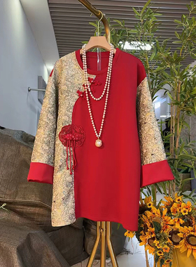 加大码女装流苏盘扣撞色AB版国风上衣胖妹妹2025新款百搭复古小衫