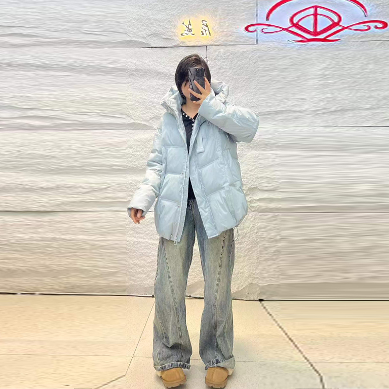 大码女装连帽立领长袖棉服