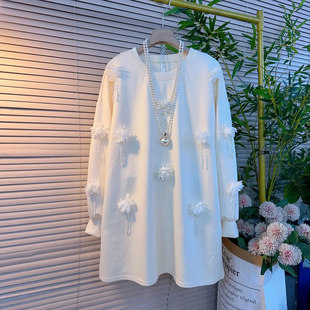 款 胖妹妹加肥立体花长袖 2025秋季 女装 减龄上衣 卫衣宽松遮肚子大码