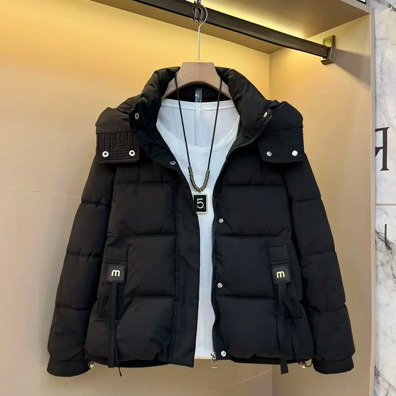 大码女装连帽立领棉外套