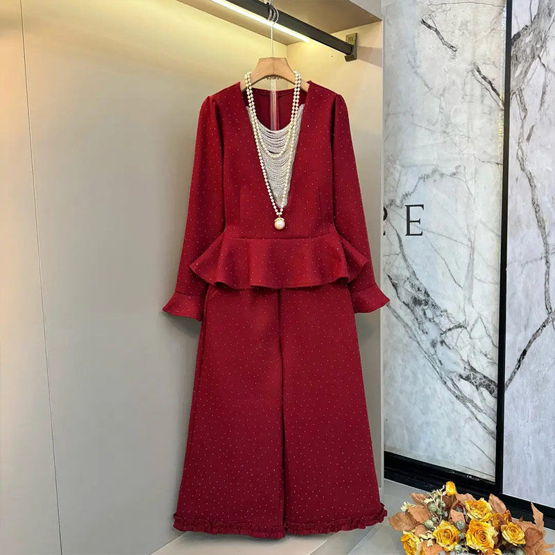 大码女装拼色领长袖上衣阔腿长裤胖妹妹气质轻熟风显瘦洋气两件套,女装/女士精品,大码套装,淘宝优惠券,粉丝福利购,淘宝优惠卷