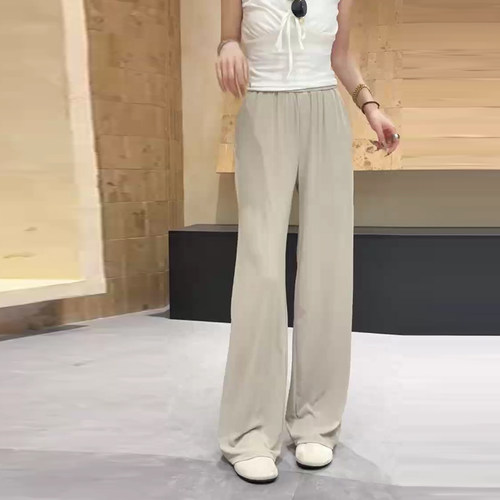 松紧腰净版窄版阔腿长裤