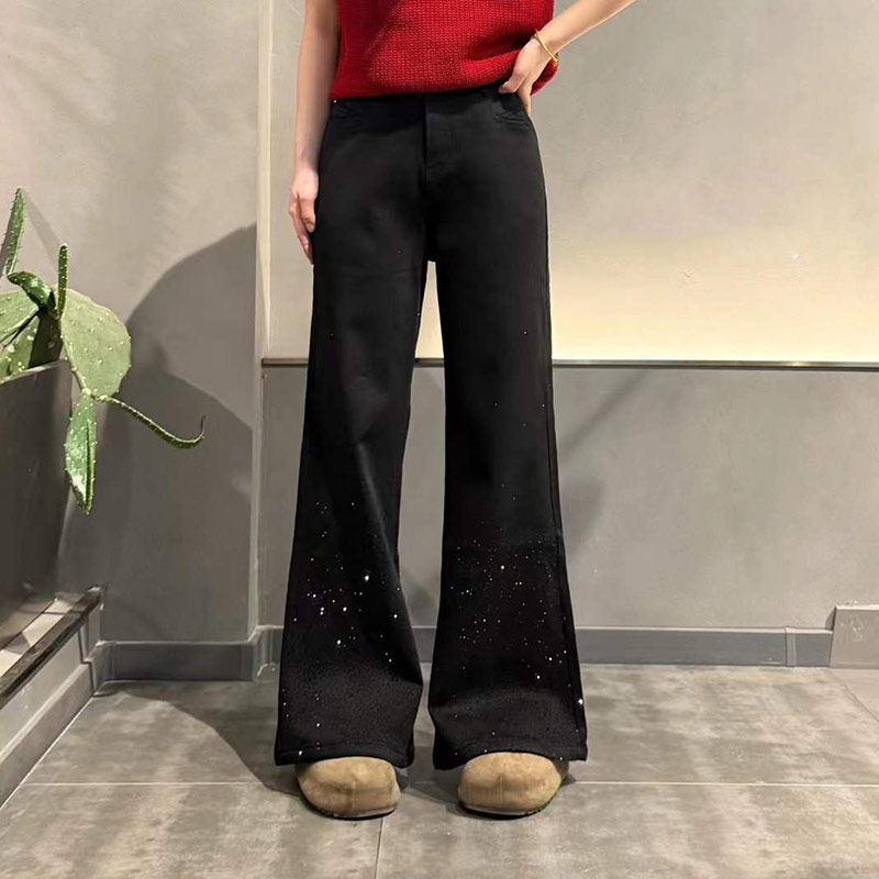 加大码女装亮钻微喇牛仔长裤欧洲站2026新款简百搭胖妹妹洋气裤子,女装/女士精品,大码裤装,淘宝优惠券,粉丝福利购,淘宝优惠卷