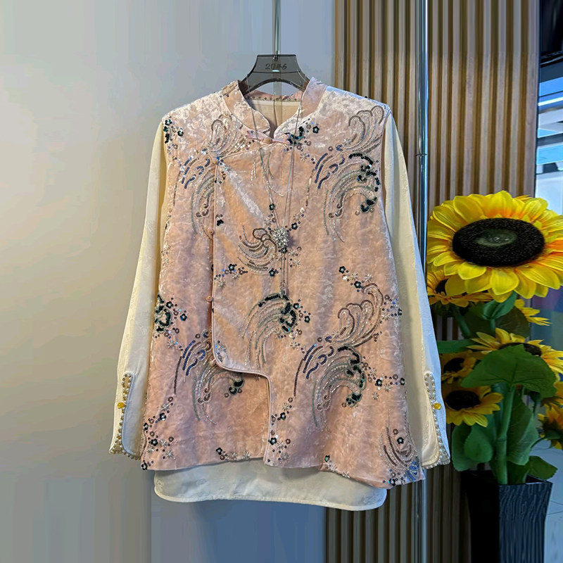 大码女装立领花纹马甲法式小众设计胖妹妹洋气新中式开叉袖口小衫,女装/女士精品,大码内搭,淘宝优惠券,粉丝福利购,淘宝优惠卷