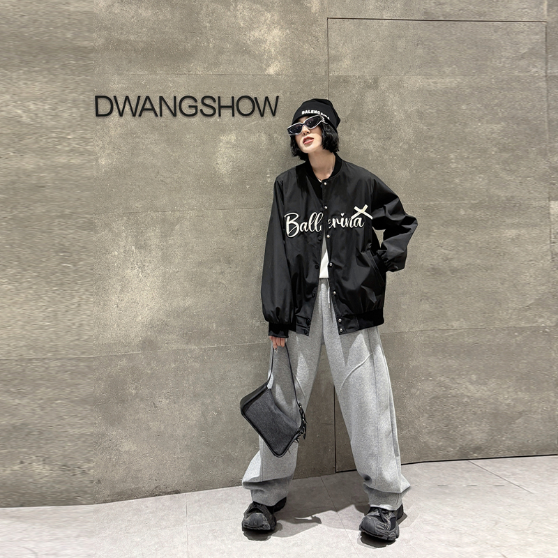 大码女装立领长袖开衫拉链外套