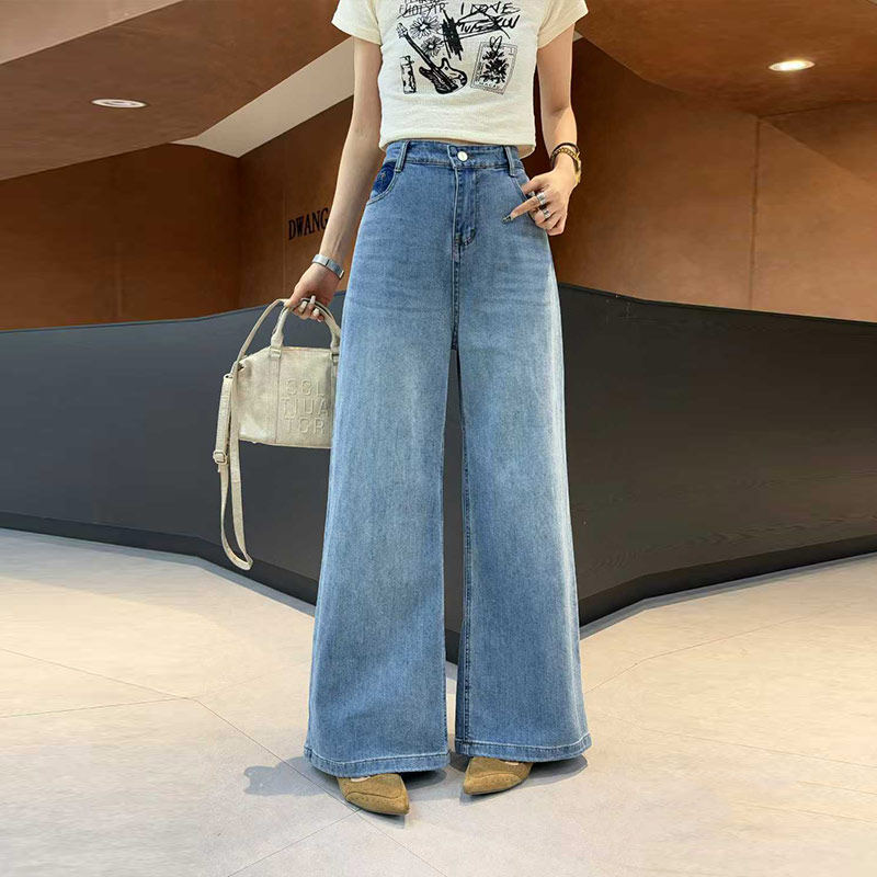 加肥拼色兜阔腿裤纯色简约宽松遮胯欧货大码女装洋气显瘦牛仔长裤,女装/女士精品,大码裤装,淘宝优惠券,粉丝福利购,淘宝优惠卷