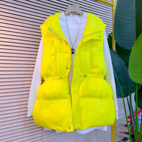 高领打底衫连帽收腰抽绳棉马甲