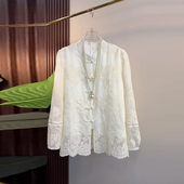 女装 胖MM加肥立领盘扣暗花小衫 大码 白色简约小清新名媛风减龄上衣