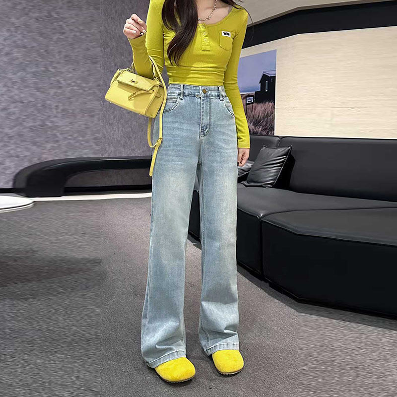 加肥女窄版阔腿长裤欧洲站小众设计时尚胖妹妹减龄洋气百搭牛仔裤,女装/女士精品,大码裤装,淘宝优惠券,粉丝福利购,淘宝优惠卷