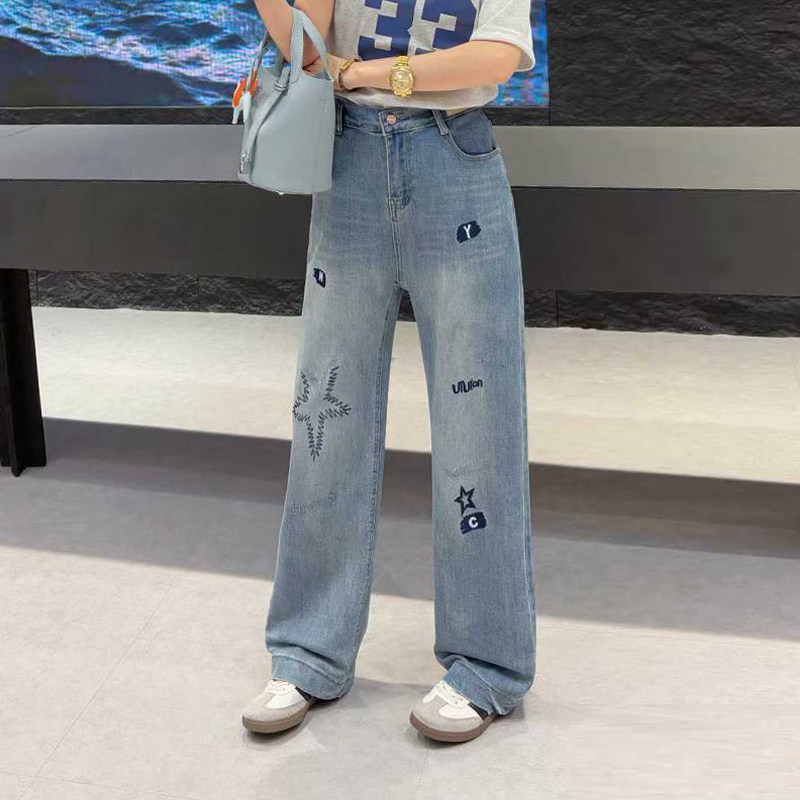 大码女装后腰松紧腰阔腿长裤欧洲站胖妹妹宽松遮胯百搭减龄牛仔裤,女装/女士精品,大码裤装,淘宝优惠券,粉丝福利购,淘宝优惠卷