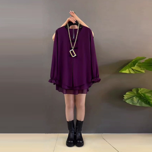 宽松遮肚子胖妹妹韩版 加大码 小衫 圆领盘扣长袖 减龄轻熟风上衣 女装