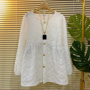 胖妹妹宽松遮肚子韩版 加肥大码 植绒小衫 圆领长袖 减龄百搭上衣 女装