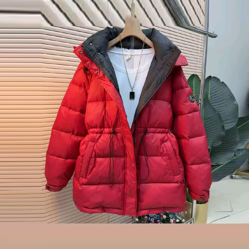 大码女装连帽立领棉服大衣