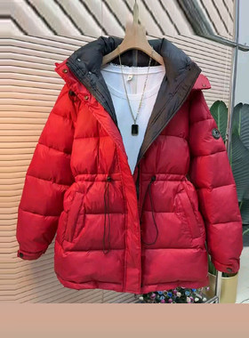 大码女装连帽立领棉服大衣
