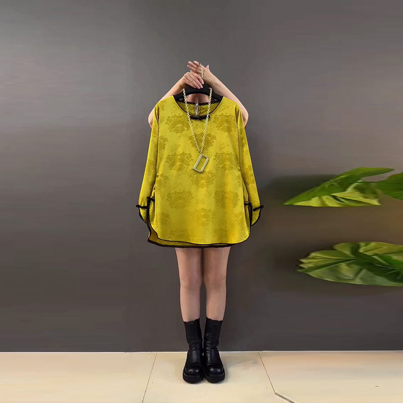 大码女装圆领侧开叉七分袖上衣宽松遮肚子胖MM新中式时尚百搭小衫,女装/女士精品,大码内搭,淘宝优惠券,粉丝福利购,淘宝优惠卷