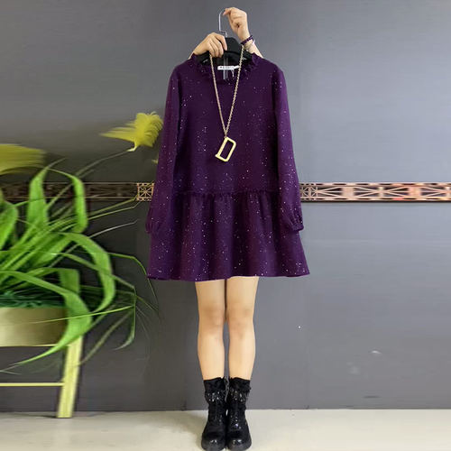 大码女装圆领长袖宽松大衫